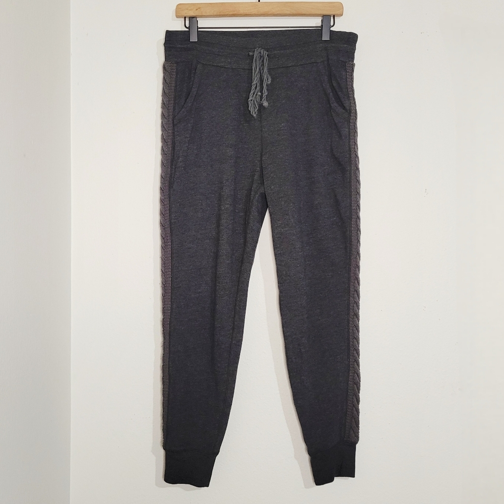 Aerie Heather Gray Jogger Sweatpants W/ Crochet Braided Side Stripe. Size M